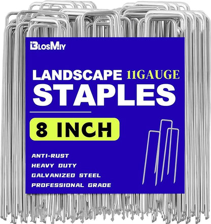 Landscape Staples 8inch 25 Pack,11Gauge Galvanized Lawn Staples, Sturdy Garden Stakes for Effortlessly Securing Weed Barrier Fabric,Ground Stabilization,Tackling Outdoor Yard Work,Decorations