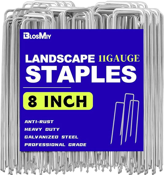 Landscape Staples 8inch 25 Pack,11Gauge Galvanized Lawn Staples, Sturdy Garden Stakes for Effortlessly Securing Weed Barrier Fabric,Ground Stabilization,Tackling Outdoor Yard Work,Decorations