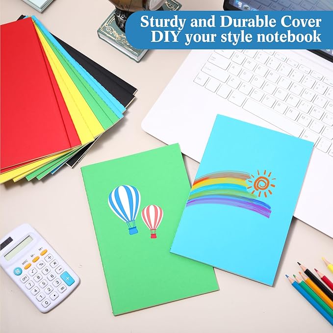 Mimorou 100 Pcs Kraft Notebook Journals 5.5 Inch x 8.3 Inch A5 Softcover Notebooks Bulk for Writing Sketch Office Notepad with 60 Pages 30 Sheets (Multicolor,Lined)