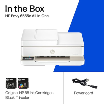 HP Envy 6555e Wireless All-in-One Color Inkjet Printer, Portobello, Print, scan, copy, Duplex printing Best-for-home, 3 month Instant Ink trial included, AI-enabled (714N5A) (Renewed)