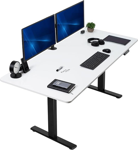 VIVO Electric Dry Erase 71 x 30 in Standing Desk, Memory Height Adjustment, 1B Series, Whiteboard Top Black Frame, DESK-KIT-1B7WE
