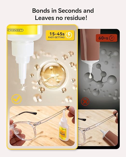 Super Glue Clear Liquid, 40ML/1.35fl oz【Dual Molecular Action & Deep Micro-Penetration】Super Strong CA Glue for Wood Plastic Metal Etc, Thin Low-Viscosity Cyanoacrylate Instant Glue Quick Dry