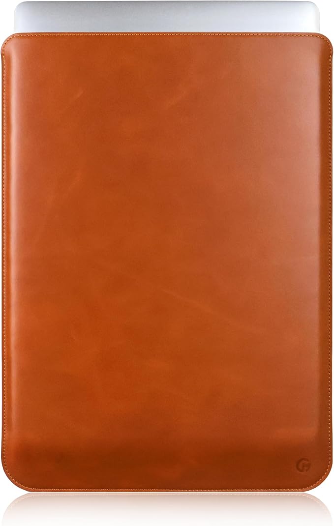 Casemade Real Leather Laptop Sleeve for MacBook Pro & Air Fits 13, 14, 15 & 16 Inch - Genuine Full Grain Leather with Soft Wool Lining (16 inch - Pro M1/M2/M3/M4)