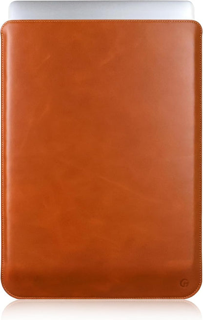 Casemade Real Leather Laptop Sleeve for MacBook Pro & Air Fits 13, 14, 15 & 16 Inch - Genuine Full Grain Leather with Soft Wool Lining (16 inch - Pro M1/M2/M3/M4)
