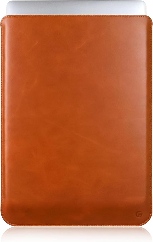 Casemade Real Leather Laptop Sleeve for MacBook Pro & Air Fits 13, 14, 15 & 16 Inch - Genuine Full Grain Leather with Soft Wool Lining (16 inch - Pro M1/M2/M3/M4)