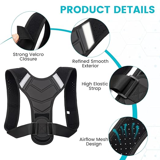 Posture Corrector for Men & Women, Adjustable Back Brace & Straightener for Office, Home & Daily Use, Relieve Back Pain, Prevent Hunching & Slouching, Comfortable & Breathable, M
