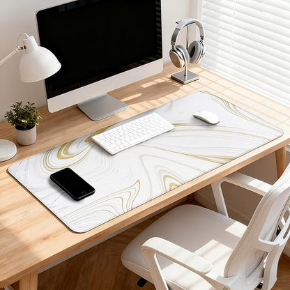 (Luxury Marble Ink Patterns Desk Mat, Waterproof Protection for PC Laptop Home Office Desk Decor (35.4x15.7in)
