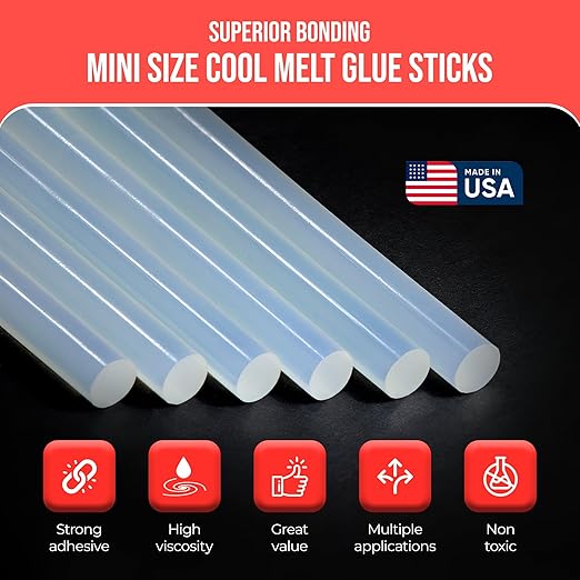 Wholesale® Mini Size Cool Melt Glue Sticks for Glue Gun - Bulk 4in - Great for Art, Craft & Repairs - 5/16" X 4" (Approx 2,500 Sticks, 25lbs Pack) - Made in USA