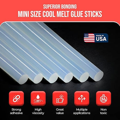 Wholesale® Mini Size Cool Melt Glue Sticks for Glue Gun - Bulk 4in - Great for Art, Craft & Repairs - 5/16" X 4" (Approx 2,500 Sticks, 25lbs Pack) - Made in USA