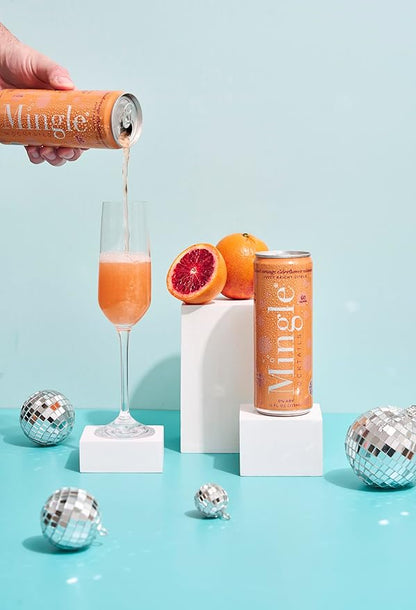 Mingle Mocktails Blood Orange Elderflower Mimosa, Premium Non-Alcoholic Drinks, Refreshing Pre-Mixed Drinks, Healthy Alternatives, Canned Mocktails, 12 fl. oz. Cans, Pack of 12