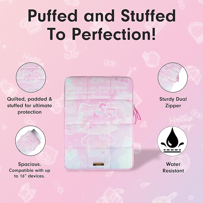 Sonix x Sanrio | Puffy Laptop Sleeve | 15-16 Inch, Quilted Pillow Puffer Laptop Carrying Case, Computer Sleeve | Hello Kitty 50th Anniversary