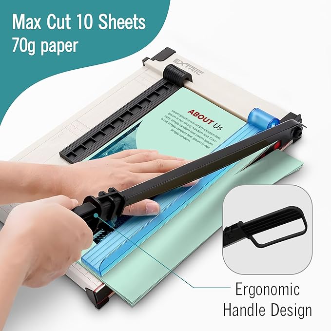 EXTRIC Paper Cutter Heavy Duty, 12" Paper Trimmer with Safety Guard, Guillotine Papers Cutter for Classroom and Office, Heavy Duty Metal Base, Magnetic Guide, Laser Printed Scale