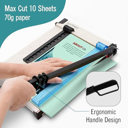 EXTRIC Paper Cutter Heavy Duty, 12" Paper Trimmer with Safety Guard, Guillotine Papers Cutter for Classroom and Office, Heavy Duty Metal Base, Magnetic Guide, Laser Printed Scale