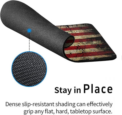 American Antique Flag Patterns Desk Mat, Large Gaming Mouse Pad Non-Slip Rubber Base with Stitched Edges, Waterproof Protection for PC Laptop Home Office Desk Decor (8x9in)