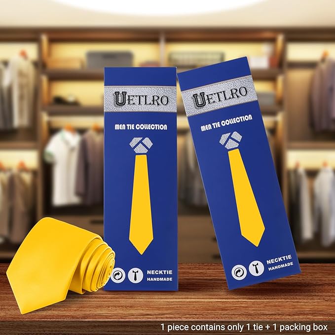 Black Ties For Men Solid Pure Color Formal Neckties 3.15" (8CM) Men's Tie for Business and Wedding with Gift Box