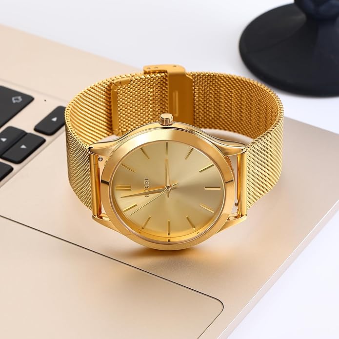 BUREI Men Watches Fashion Analog Stainless Steel Quartz Waterproof Watches,Gift for Men.