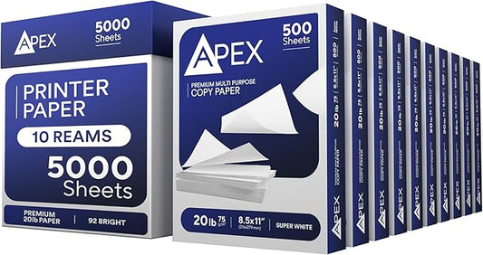 Copy Paper Printer Paper 20lb Multipurpose Printer Paper 8.5 x 11 White 92 Bright White Paper Office Supplies 500 Sheets Per Ream (10 Reams Case 5000 Sheets)