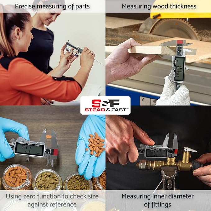 Digital Caliper Measuring Tool 6 inch with Extra Large LCD Screen DCXD6-SS-54, Vernier Caliper Digital Micrometer IP54, Measures Inch Metric Fraction by S&F STEAD & FAST