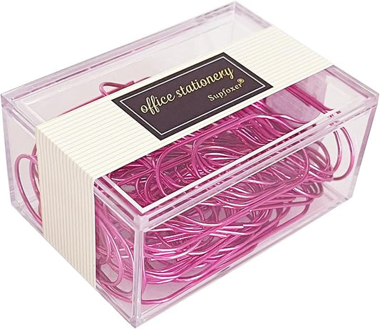 Rose-red Large Paper Clips, 50pcs of Durable and Rustproof Coated Planner Jumbo Paperclips Great for Office Supplies Wedding Invitation Card Bookmarks