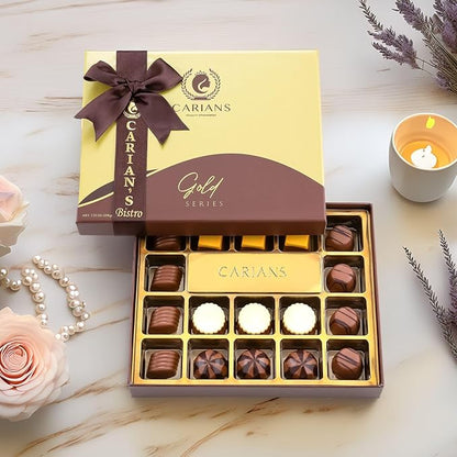 CARIANS Chocolate Gourmet Truffles Box, Assorted Pralines Box, Premium Gourmet Gift Basket, Assortment of Milk and Dark Chocolate Great for Gift Giving, Anniversary, Thanksgiving, Christmas