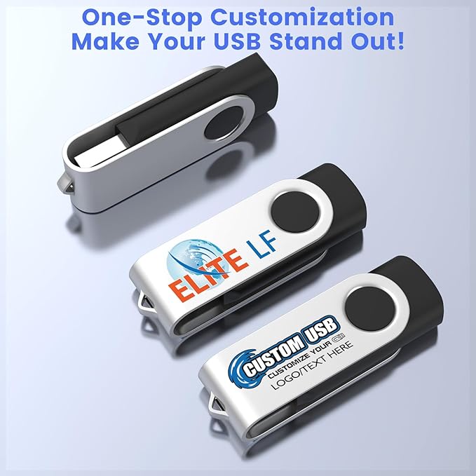 ABLAZE Custom Flash Drive 2GB 100 Pack, Personalized USB Drives Custom USB 2.0 Thumb Drives 100 Pack Memory Stick (Mixcolors)