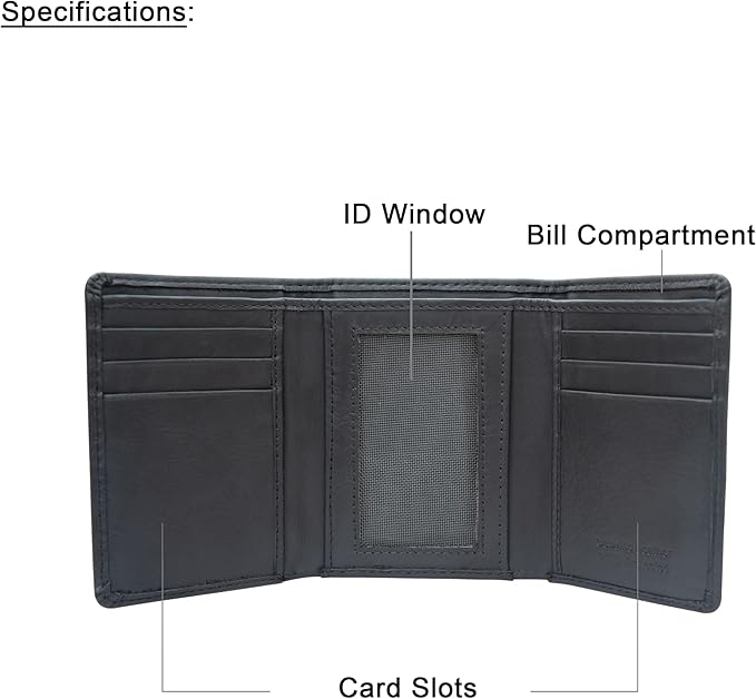 VANSI Genuine Leather Modern TriFold Design Wallet and Card Holder for Men (GREY)