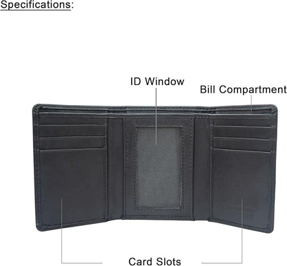 VANSI Genuine Leather Modern TriFold Design Wallet and Card Holder for Men (GREY)