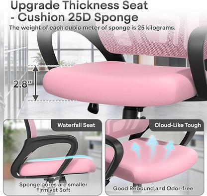 Athena Collection Office Chair - 330Lbs, 2 Packs Breathable Mesh Desk Chair Thickness Cushion with Lumbar Support & Armrest, Rolling Swivel Adjustable Tilt Lock for Home Office/Gaming, Bedroom Study