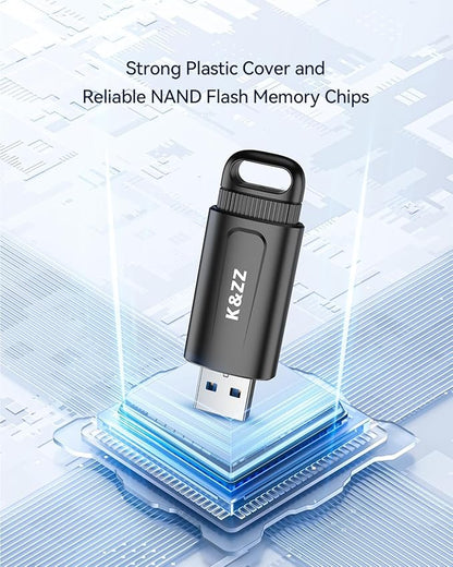 K&ZZ USB 3.0 Flash Drive 128GB Memory Stick Plug and Play USB Thumb Drive Push-Pull Cover USB Storage Data Transfer for Work/Business/Daily