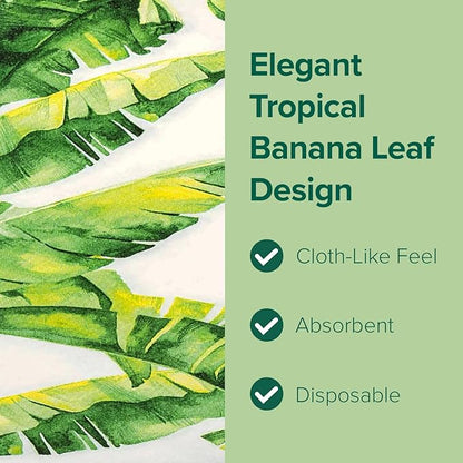 SimuLinen Paper Towels - Decorative Tropical Banana Leaves Design –- Cloth-Like, Linen-Feel for Guest Bathroom Essentials, Size: 12x17” (Pack of 300) Made in Germany