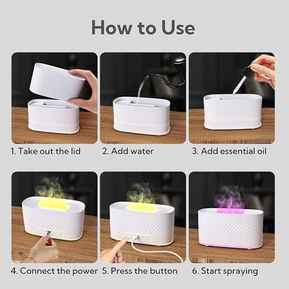 Flame Diffuser Humidifier for Essential Oils - Fire Ultrasonic Aroma Diffusers, USB Personal Desktop Quiet Cool Mist Small Humidifier with Auto-Off for Home Office Bedroom(Wood)