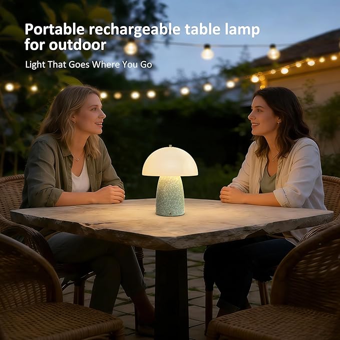 11" Mushroom Table Lamp, Small Ceramic Desk Bedside Lamp with Touch Control 3-Way Dimmable & Glass Shade, Modern Nightstand Lamp for Living Room Bedroom Home Office Crackle Texture Decor-Green