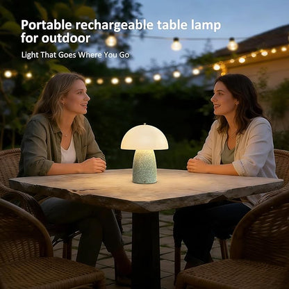 11" Mushroom Table Lamp, Small Ceramic Desk Bedside Lamp with Touch Control 3-Way Dimmable & Glass Shade, Modern Nightstand Lamp for Living Room Bedroom Home Office Crackle Texture Decor-Green