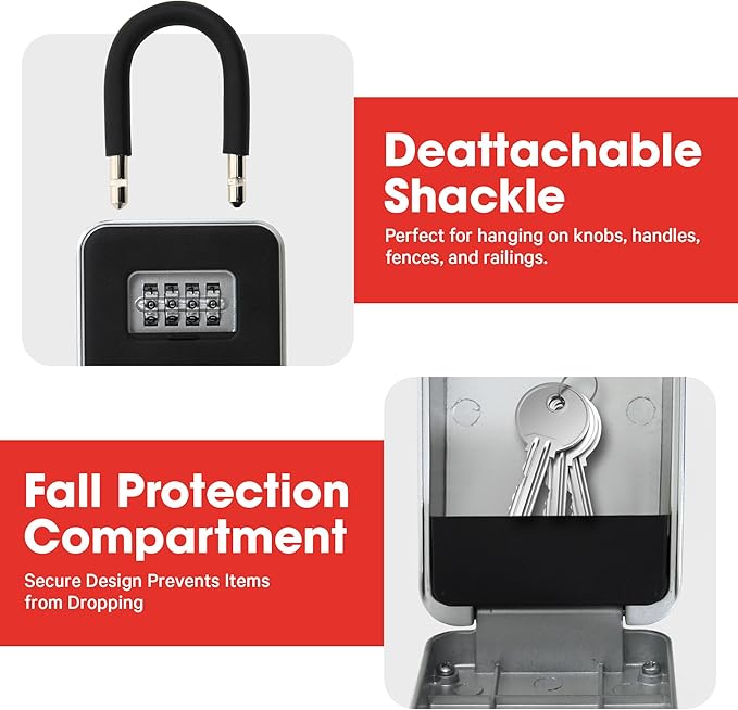Key Lock Box, Secure lock box for keys with code for Indoor and Outdoor Use, Ideal for Home, Office or Rentals, Perfect for Homeowners and Businesses Looking for a Secure Storage Solution