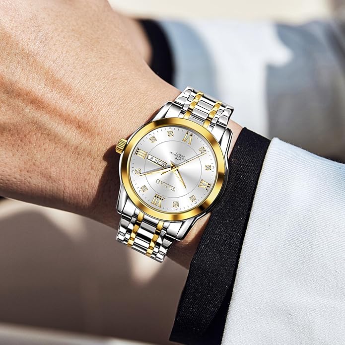 Watch Men Stainless Steel Luxury Diamond Chronograph with Date Business reloj de Hombre