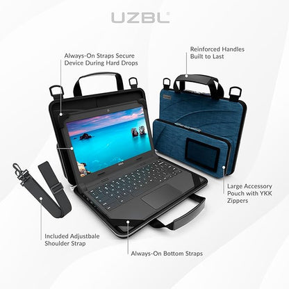UZBL 11-11.6 Inch Always-on Chromebook Protective Hard Case with Accessory Pouch and Adjustable Shoulder Strap
