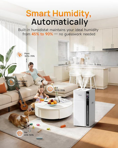Mifasol Humidifier Large Room, 5.3Gal/20L Warm & Cool Mist Humidifiers for Home 1500 sq ft, Whole House Humidifier, Humidifiers for Bedroom Home Plants Office Large Areas, White