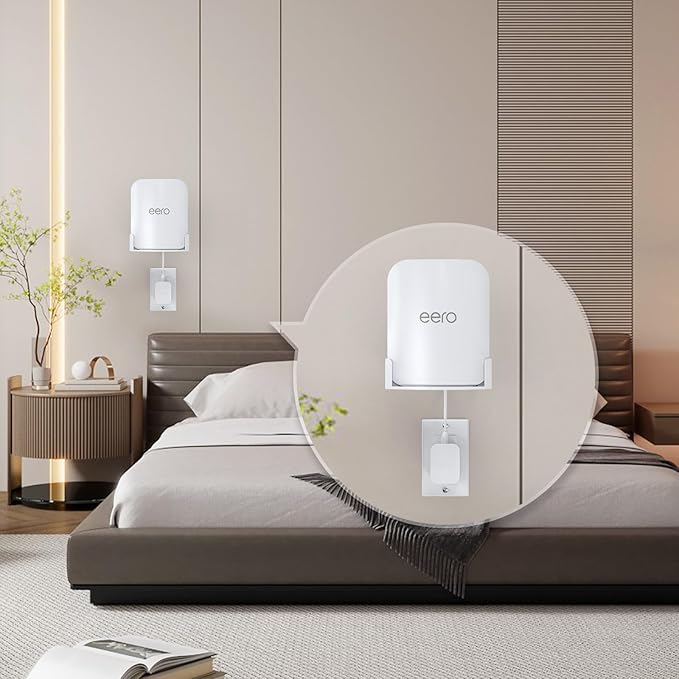 EDUP Wall Mount for eero Pro 7, Space-Saving Holder with Cable Management, Compatible Only with eero Pro 7, for Wall & Outlet Mounting- Includes Screws & Quick Start Guide (White, 1 Pack)