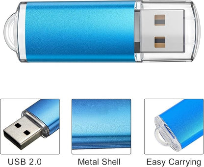 TOPESEL USB Flash Drive 5 Pack 64GB USB 2.0 Flash Drive Memory Stick USB Drive Jump Drive USB Storage Flash Drives Pen Drive Thumb Drives (5 Mixed Colors: Black Blue Green Red Silver)