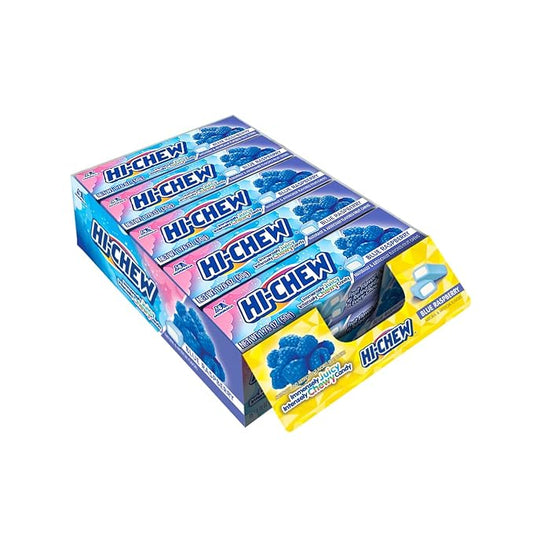 HI-CHEW Blue Raspberry - Box of 15 Sticks, 1.76oz ea | Unique Fun Soft & Chewy Taffy Halloween Candy | Immensely Juicy Fruit Flavors