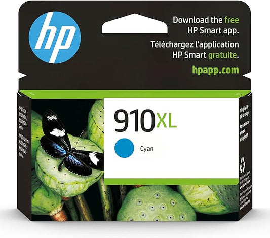 HP 910XL Cyan High-yield Ink Cartridge for HP Printers | Works with Printer Series: OfficeJet 8010, 8020, Pro 8020, 8030 | Eligible for Instant Ink | 3YL62AN