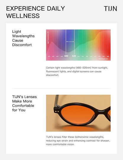 TIJN Olisa Blue Light Blocking Glasses for Women Men,Oval Glasses Frame Bluelight Glasses for Gaming/Computer/Screen