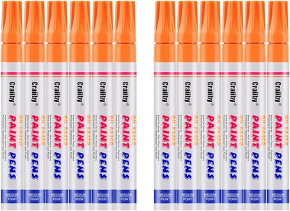 Orange Paint Markers, 12 Pack Oil-Based Waterproof Quick Dry Permanent Paint Pen Set for Rocks Painting, Wood, Fabric, Plastic, Canvas, Glass, Mugs, Metal, Tire, Stone, DIY Craft