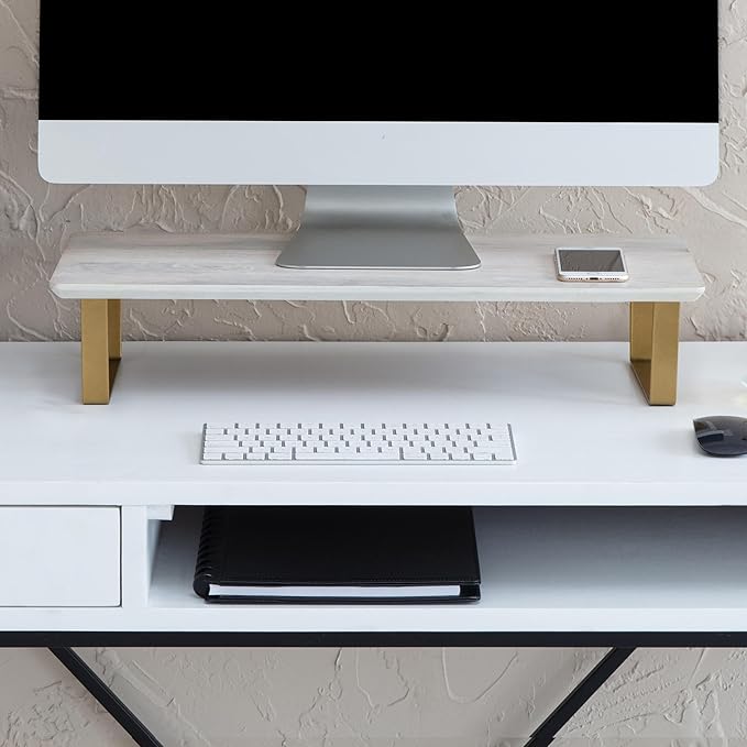 Anji Mountain Monitor Stand - Desktop Organizer & Laptop Riser, Ergonomic Monitor Riser, Space-Saving Monitor Stand for Desk, Durable Construction, Easy Assembly, Ideal for Home & Office,Natural