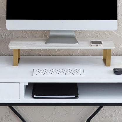Anji Mountain Monitor Stand - Desktop Organizer & Laptop Riser, Ergonomic Monitor Riser, Space-Saving Monitor Stand for Desk, Durable Construction, Easy Assembly, Ideal for Home & Office,Natural