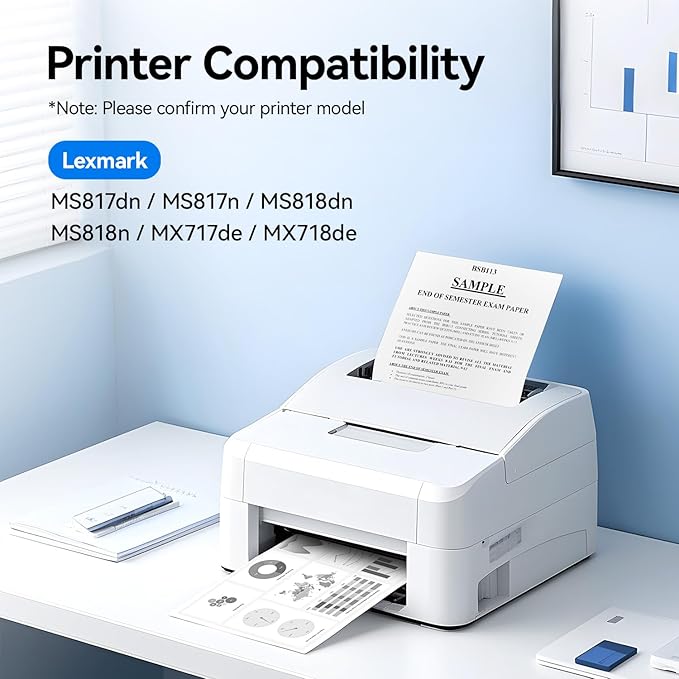 53B1000 Toner Cartridge with Chip Black 1-Pack High Yield Replacement for Lexmark 53B1000 53B1H00 Toner Compatible with Lexmark MS817dn MS817n MS818dn MS818n MX717de MX718de Laser Printer Ink Copier