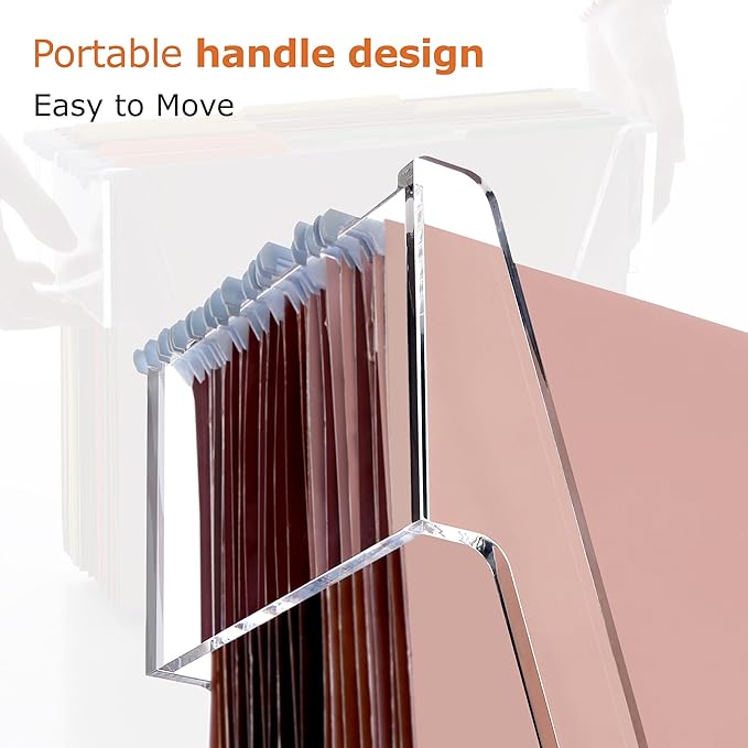 DINGHUO Hanging File Folder Frame, Legal Size Hanging File Organizer, Acrylic File Holder Filing Organizer Box Storage for Desk, Home Office, School - 1 Pack