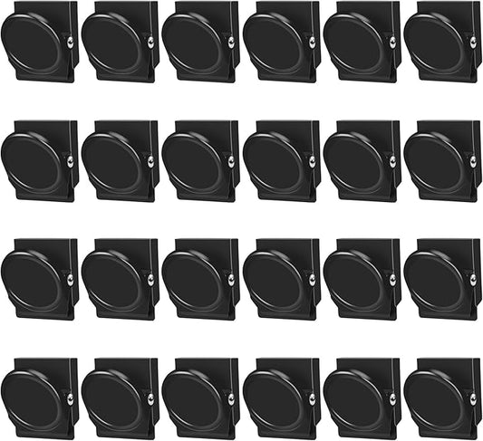 VNDUEEY Black Magnetic Clips, 24 Pcs Fridge Magnets Whiteboard Magnets, Refrigerator Magnet Clips for Locker Photo Displays, Heavy Duty Magnetic Paper Holder for Classroom Office Teacher Supplies
