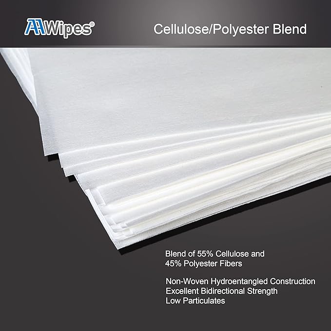 AAwipes Cleanroom Wipes Nonwoven Wipes Cellulose/Polyester Blend (Grade A, 68 Gram, Bag of 300 Pcs) 9" x 9"for Lab, Electronics, Pharmaceutical, Printing and Semiconductor Industries (NW06809)