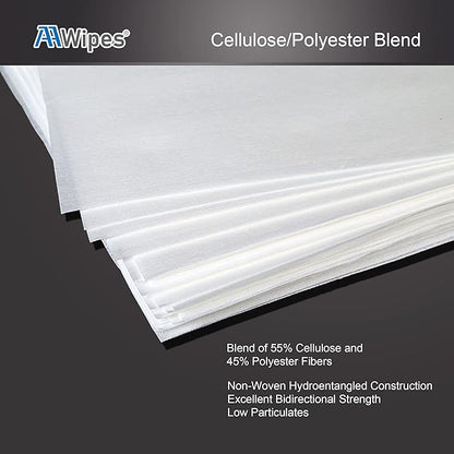 AAwipes Cleanroom Wipes Nonwoven Wipes Cellulose/Polyester Blend (Grade A, 68 Gram, Bag of 300 Pcs) 9" x 9"for Lab, Electronics, Pharmaceutical, Printing and Semiconductor Industries (NW06809)